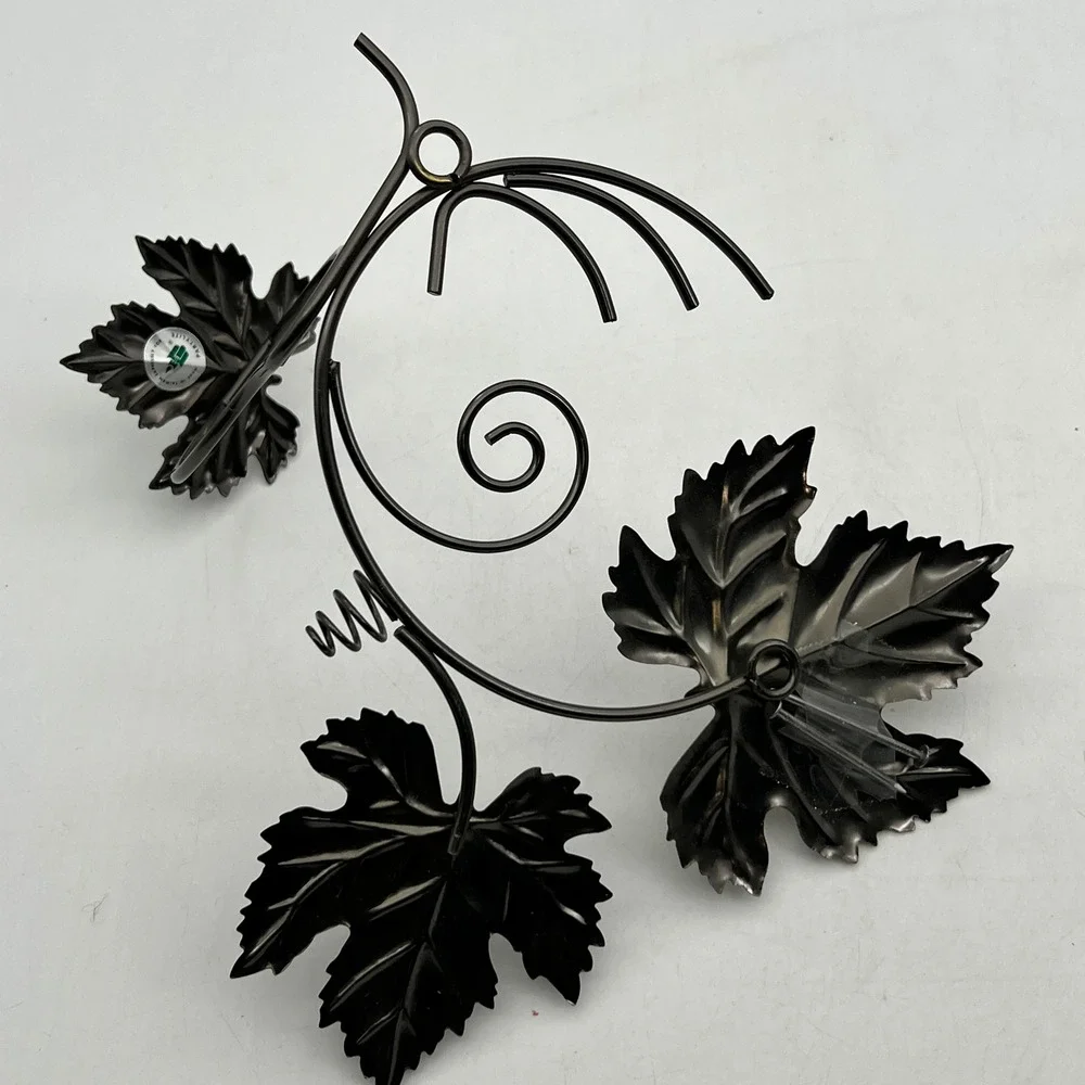 PartyLite Vintage Grape Leaf Metal Sconces Pair Bronze Tone Wall Candle Holders